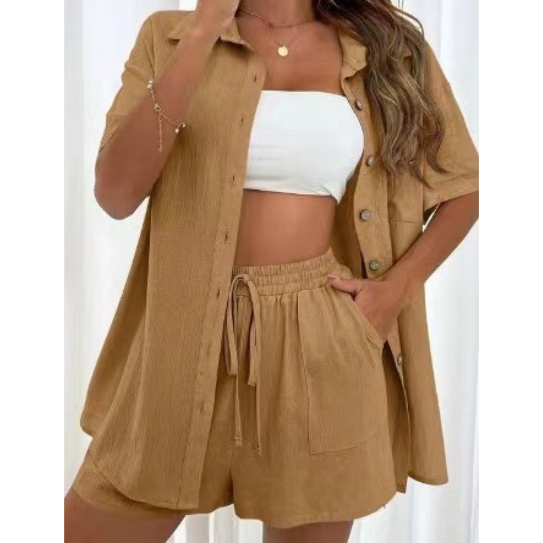 KRISTINE™ – Casual Summer  Button-Down Lounge Set