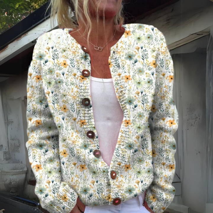 Leilani - Warm and beautiful cardigan with floral print
