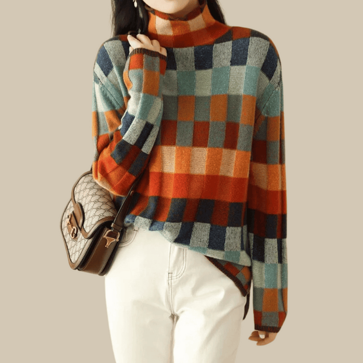Ravelyn | Cashmere patchwork turtleneck
