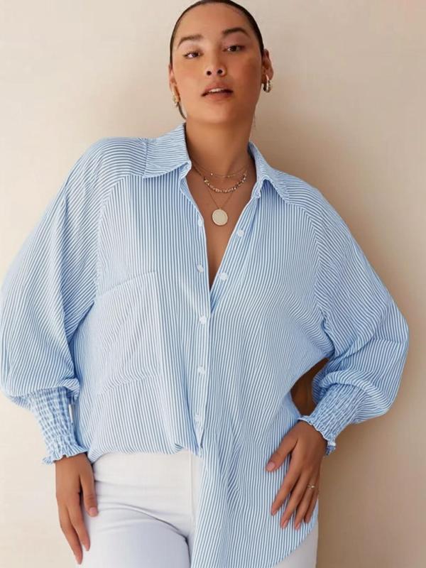 LIGAYA™ – Flowy Plus Size Casual Button-Up Top