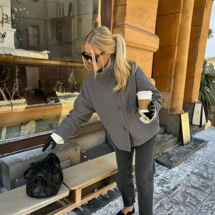 BHEKI™ - Chic Stand-Up Collar Long Sleeve Button Down Coat