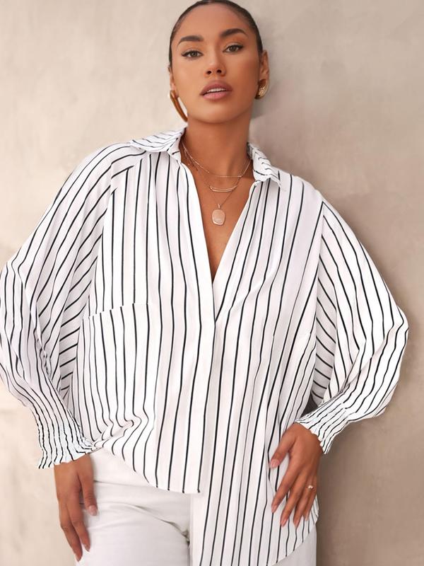 LIGAYA™ – Flowy Plus Size Casual Button-Up Top