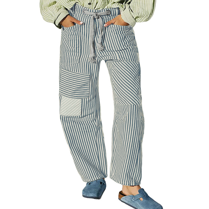 PERLAH™ – Chic Stripe Drawstring Wide-Leg Pants
