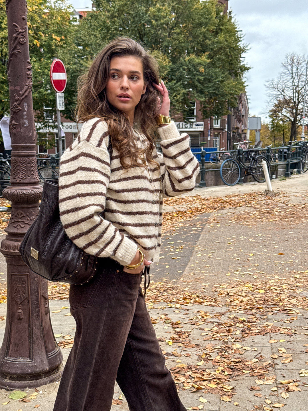 Aurora Vest Stripe Cream/Brown