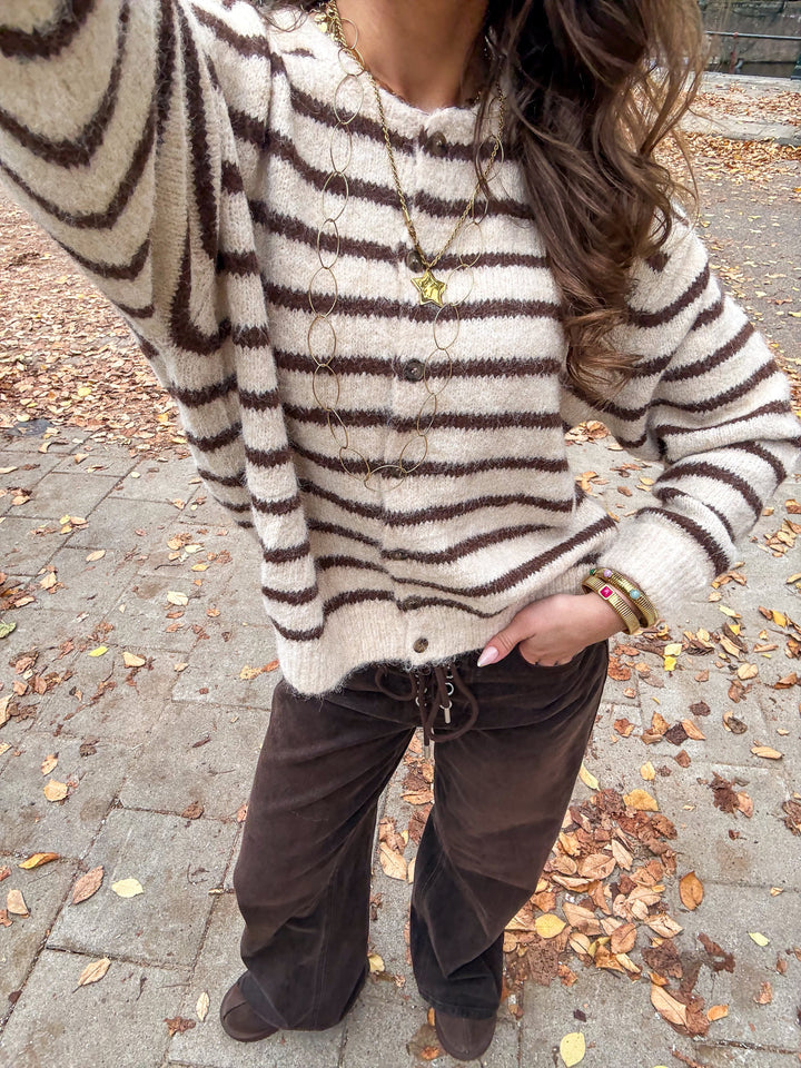 Aurora Vest Stripe Cream/Brown