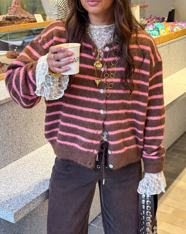 Aurora Vest Stripe Brown/Pink