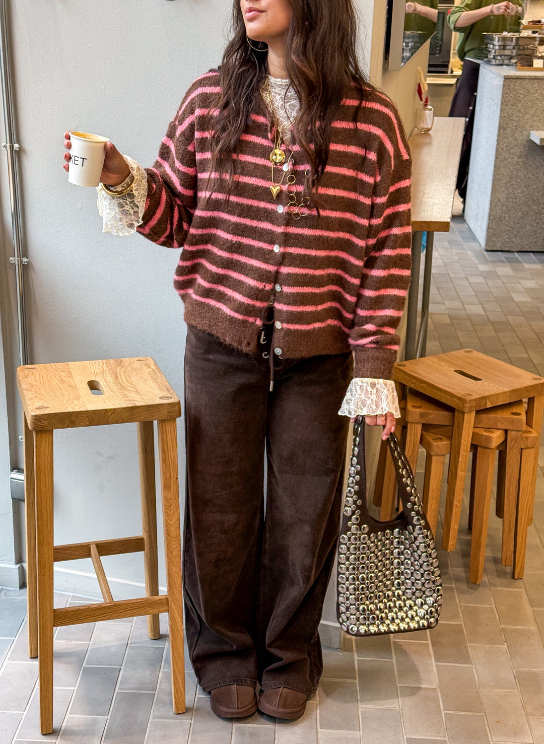 Aurora Vest Stripe Brown/Pink