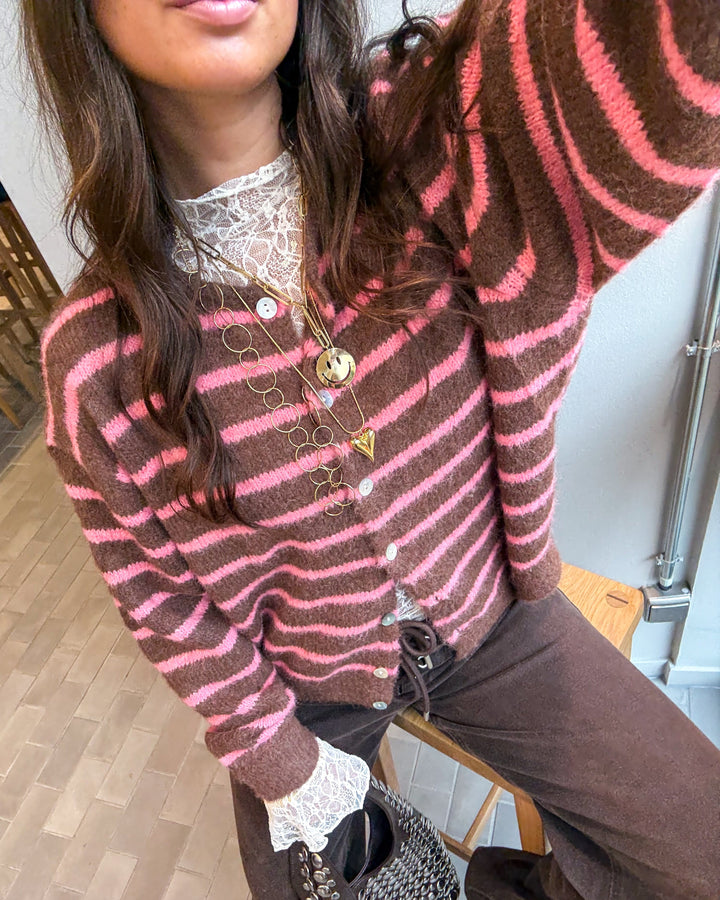 Aurora Vest Stripe Brown/Pink