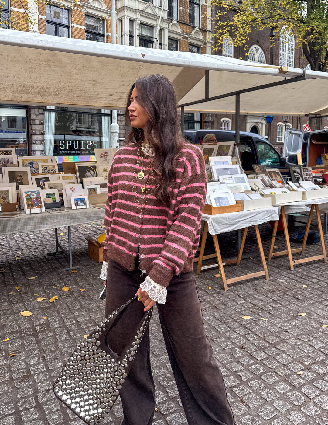 Aurora Vest Stripe Brown/Pink