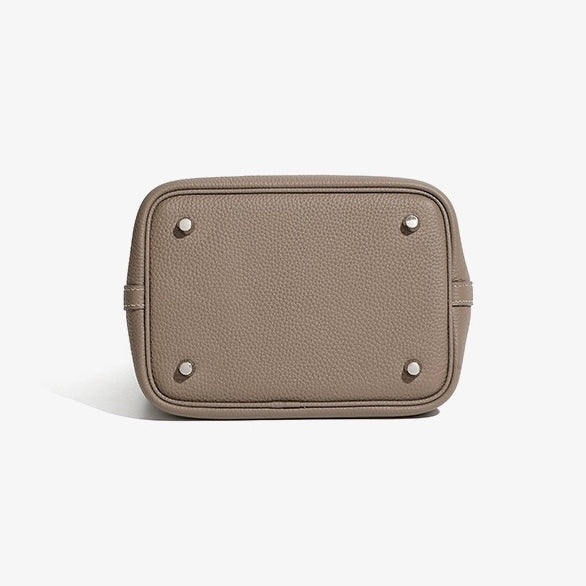 Women's Genuine Leather Silver Buckle Basket Bag