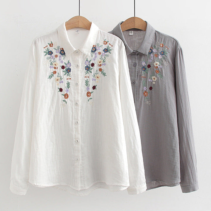 FLAVIE™ – Vintage Charm Embroidered Blouse