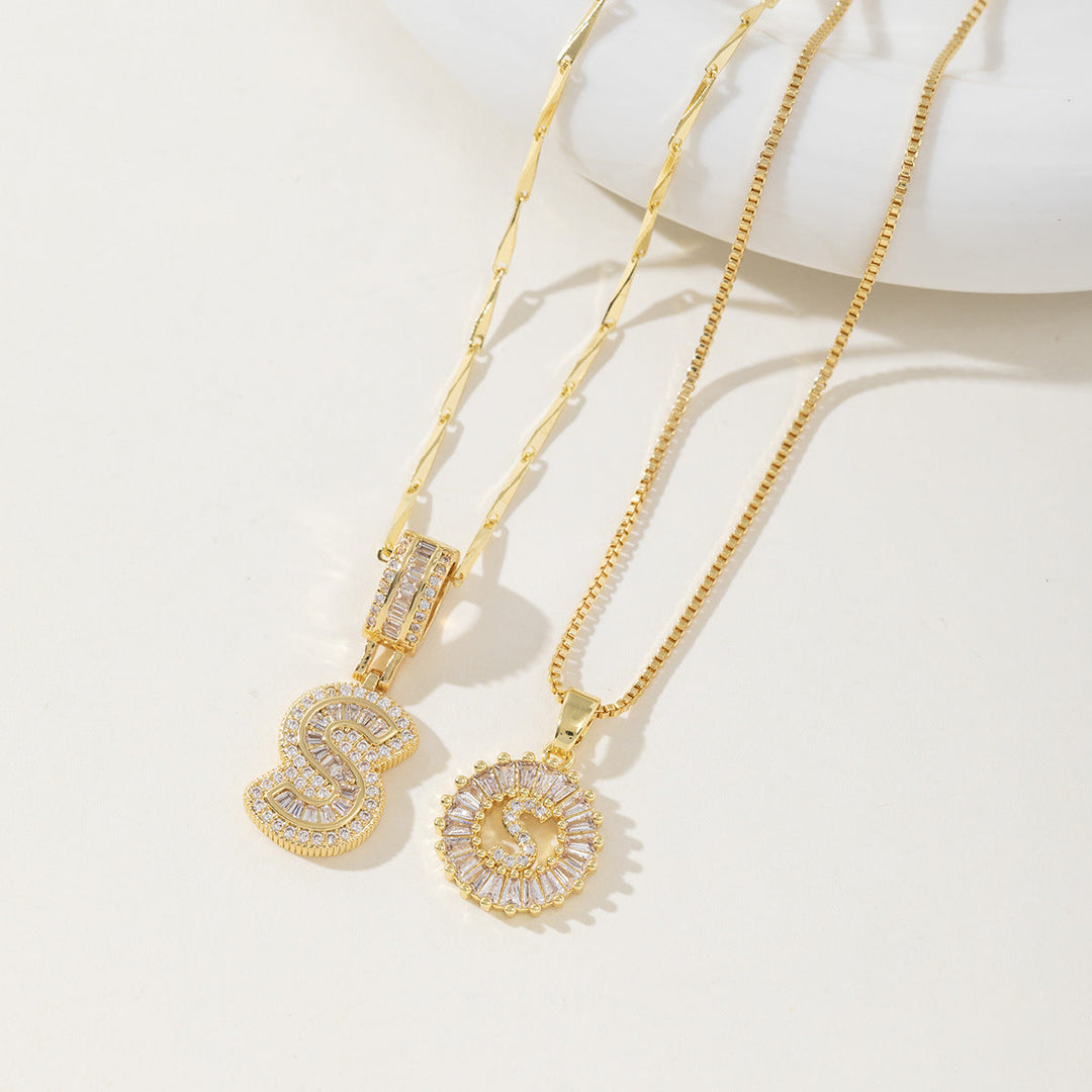 AISHA™ - Elegant 2-Pack Initial Letter Pendant Necklaces