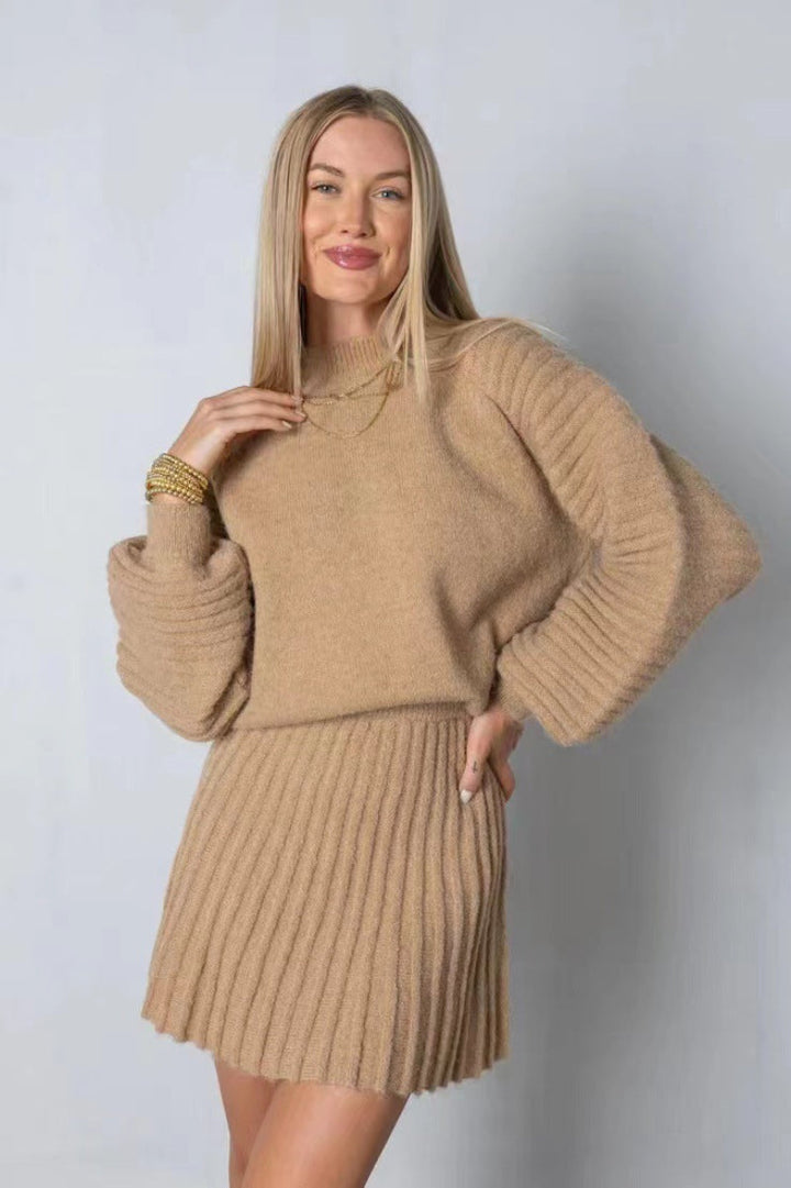 PEBBLES™ - Chic Long-Sleeve Sweater and Mini Skirt Set