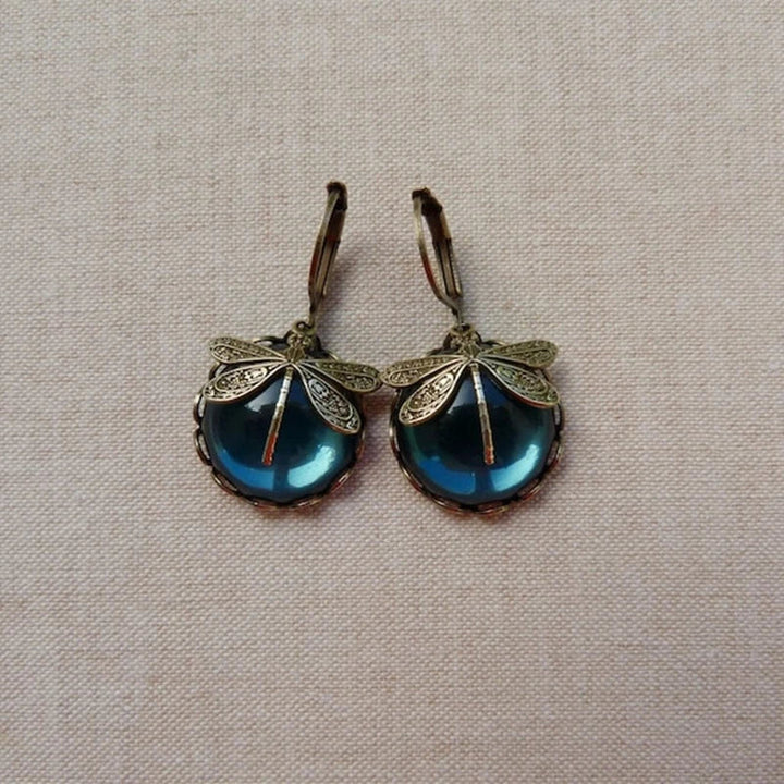 TAMARA™ - Spherical Dragonfly Earrings in Antique Gold