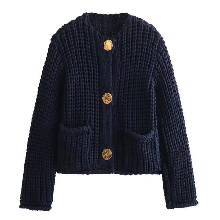 CASSY™ - Casual Long Sleeve Chunky Knit Cropped Cardigan