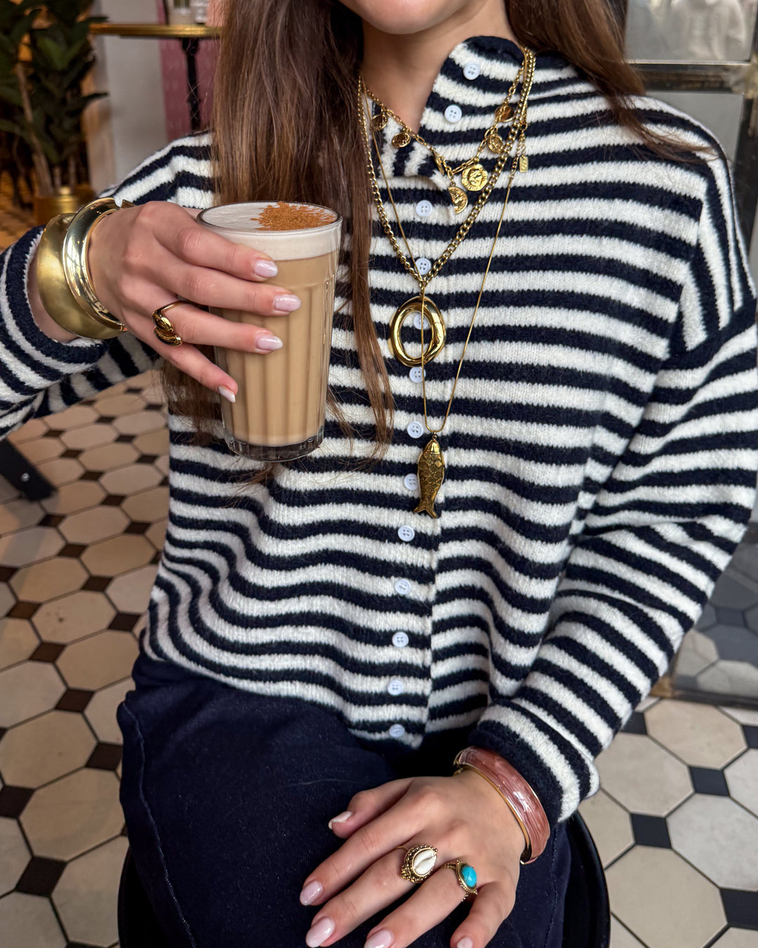 Serena Vest Navy Stripe